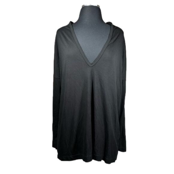 Zara W & B Long Sleeve V-Neck Semi-Sheer Black Delicate Blouse Top Size L - Picture 1 of 14